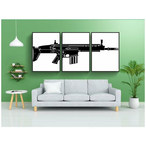 фото Набор модулных постеров для интерьера "штурмовая винтовка, винтовка, шрам" 60x90 см. в тубусе, без рамки lotsprints