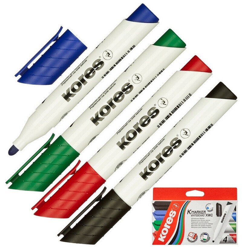 Набор маркеров для досок Kores 20843 4 цвета (толщина линии 3 мм) 246164