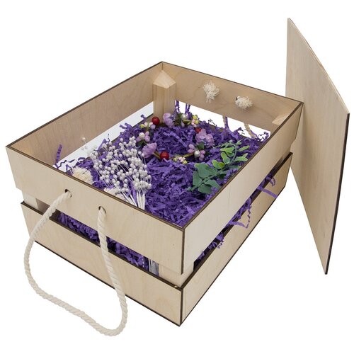 фото На-023 набор для оформления подарка 'фиолет', ящик 25*30 см, белый astra & craft