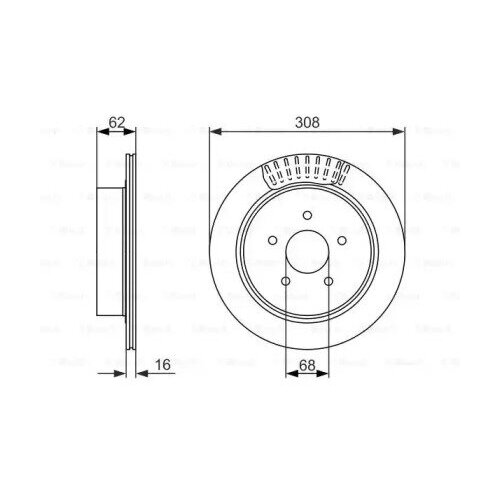 фото Диск тормозной nissan murano/infiniti fx35/fx45 05- задний d 190мм., bosch, 0 986 479 606