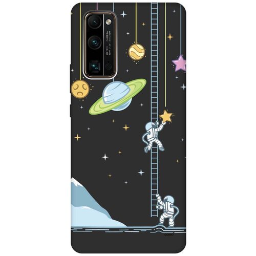 фото Силиконовая чехол-накладка silky touch для honor 30 pro+ с принтом "ladder into space" черная gosso