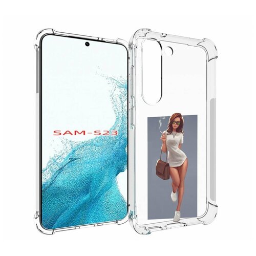 Чехол MyPads девушка-в-белой-футболке женский для Samsung Galaxy S23 задняя-панель-накладка-бампер