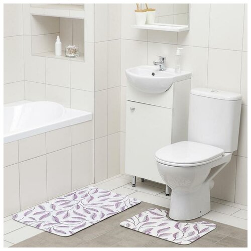 фото Доляна набор ковриков для ванны и туалета доляна «воспоминания», 2 шт: 50×80, 40×50 см