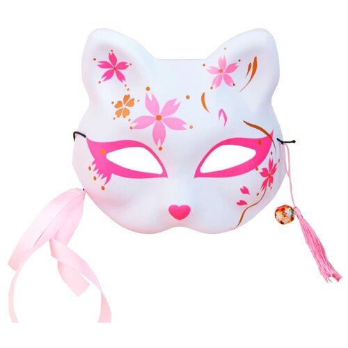 фото Маска карнавальная лиса / маска китайской лисы-оборотня ёкая кицунэ / кошка оборотень нэкомата (а)