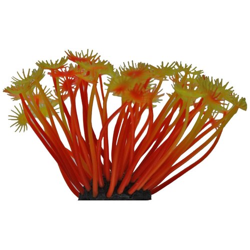 Декор для аквариума Коралл силиконовый Vitality желто-красный 5 х 5 х 10 см (1 шт)