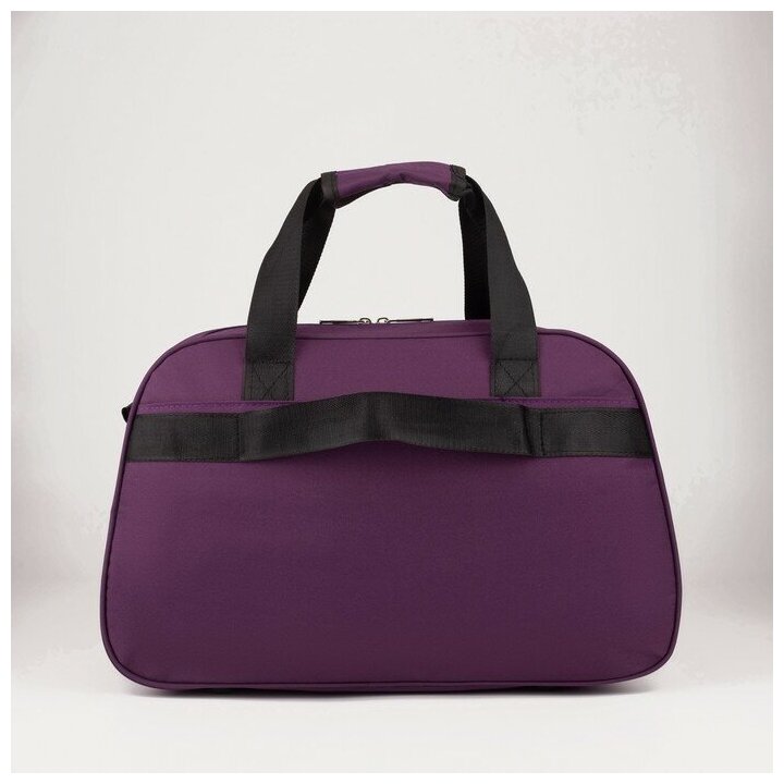 Сумка дорожная на молнии, 2 наружных кармана, держатель для чемодана, длинный ремень, цвет фиолетовый - фотография № 3