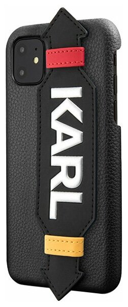 Чехол Karl Lagerfeld PU Leather Strap Karl Logo Hard для iPhone 11, с ремешком, черный