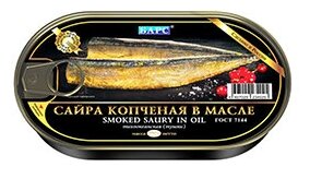 Сайра копченая в масле "Барс"