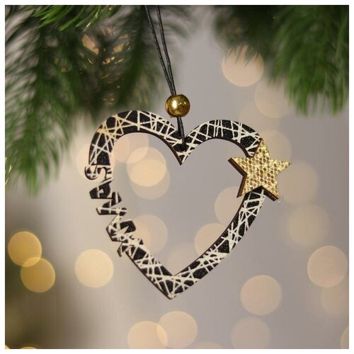 фото Новогодняя подвеска «сердце со звездой» 8×18 см лесная мастерская