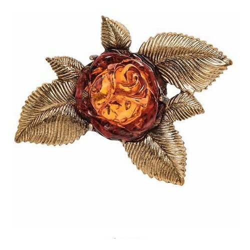 Брошь Роза (латунь, янтарь) AM-2382 113-708788
