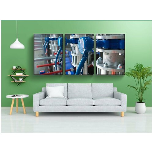фото Набор модулных постеров для интерьера "клапаны, трубы, промышленность" 60x90 см. в тубусе, без рамки lotsprints