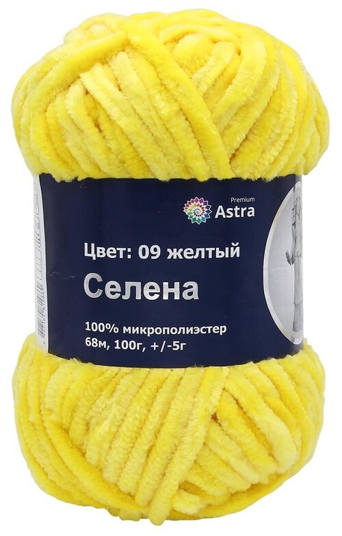 Пряжа Astra Premium Селена 100гр. 68м (100% микрополиэстер)(09 желтый), шт