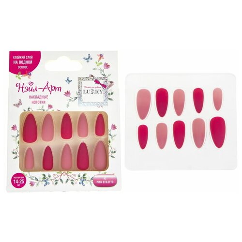 фото Lukky нэйл-арт набор #3 pink stiletto 10 накладных ногтей на клеевой основе