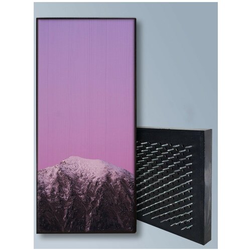 фото Доска садху / доска с гвоздями / доска для йоги / пейзаж (пейзаж, горы, небо, деревья, лес) - 2074 / шаг 10мм чакра