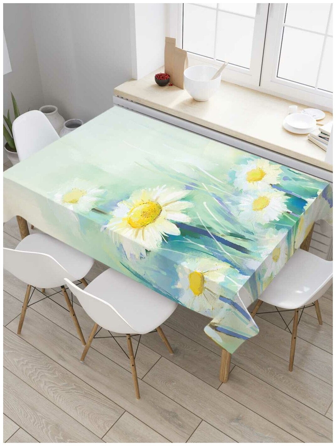 Скатерть прямоугольная JoyArty на кухонный стол "Цветок для гадания" из оксфорда, 120x145 см