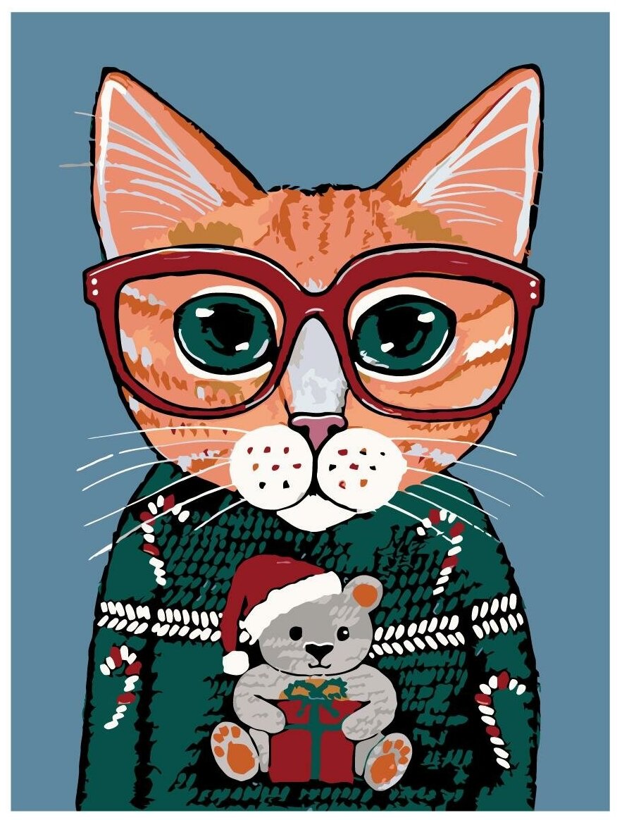 В рождественском свитере Раскраска картина по номерам на холсте