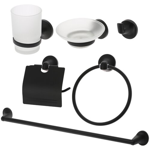 Orange Y01-888b Набор аксессуаров для ванной комнаты (6 предметов), черный