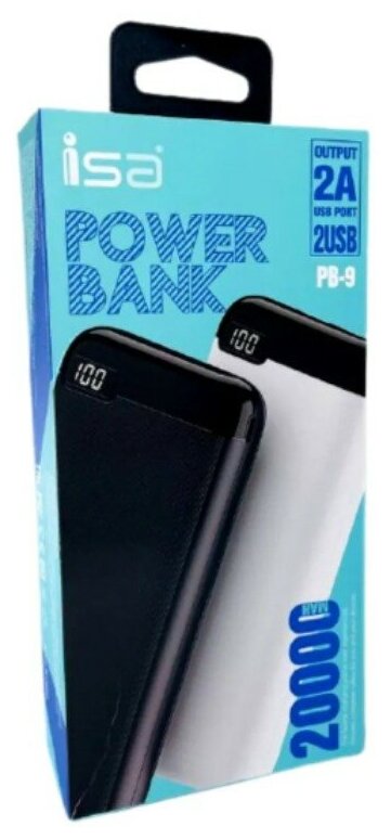 Внешний аккумулятор Power bank ISA PB-6 10000 mah, черный / Повербанк / Аккумулятор для телефона / Power bank 10000 mah