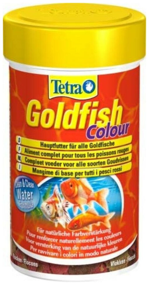 Корм для золотых рыбок Tetra Goldfish Colour Flakes 100 мл, хлопья для усиления окраса