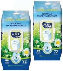 Aura, влажная туалетная бумага, антибактериальная, 72 листа 2 упаковки.
