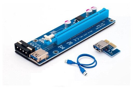 PCI-Express удлинитель KS-346 райзер через USB 3.0 1x - 16x питание Molex