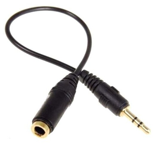 Аудио-переходник 2.5мм-3.5мм Premier 2-003G штекер на гнездо - кабель 0.3 метра черный