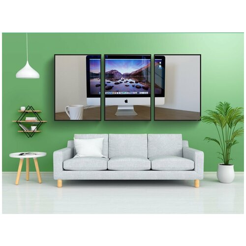 фото Набор модулных постеров для интерьера "imac, настольный компьютер, домашний офис" 60x90 см. в тубусе, без рамки lotsprints