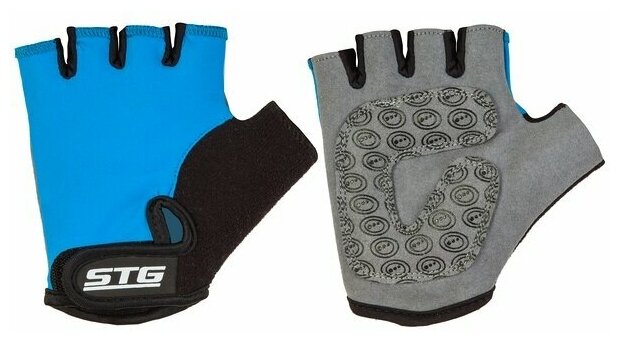 Перчатки STG детск. летние с защитной прокладкой, застежка на липучке, размер Л, синие 131294