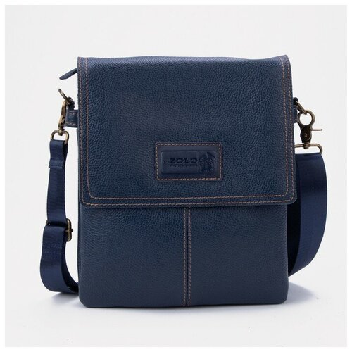 фото Планшет на молнии, наружный карман, длинный ремень, цвет синий xl zolo