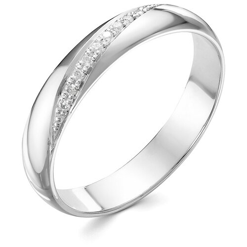 кольцо из золота 14527 200 Кольцо обручальное Vesna jewelry, белое золото, 585 проба, родирование, бриллиант, размер 15.5, бесцветный