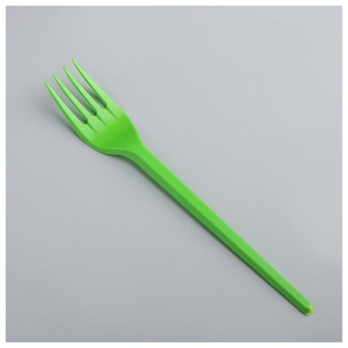 фото Набор одноразовых столовых вилок, 16.5 см, 100 шт, цвет зелёный yandex market