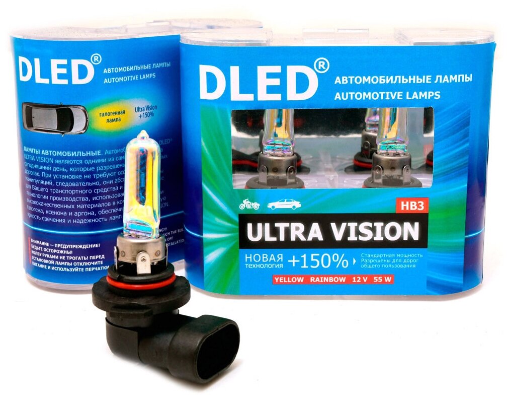 Автомобильная лампа HB3 9005 Rainbow DLED "Ultra Vision" (2шт.)