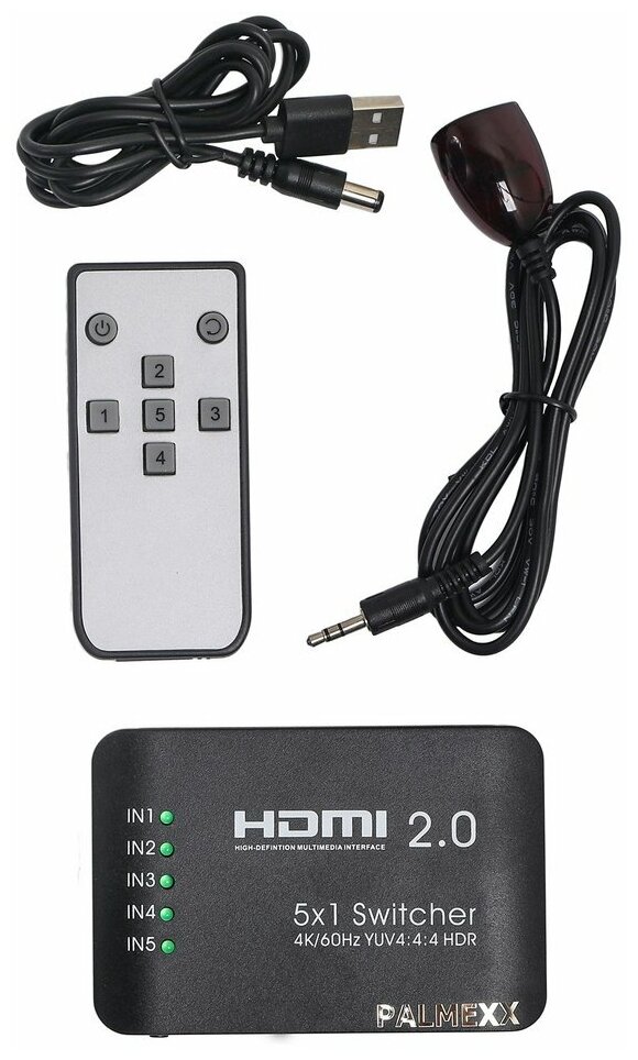 Свитч Palmexx 5HDMI*1HDMI 4K/60Hz YUV 4:4:4 HDR (2160P, 3D, HDMI V2.0)