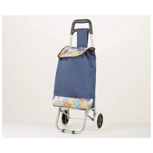 фото Сумка хозяйственная на тележке, отдел на шнуре, нагрузка 30 кг, колёса пвх, цвет голубой всёкуплю