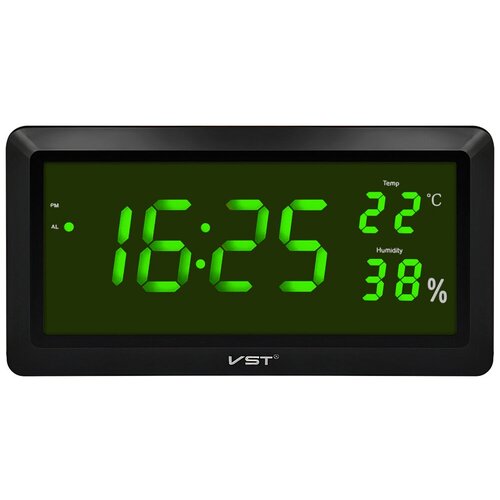 фото Часы электронные настольные большие с будильником, термометром и гигрометром (780s) зелёная подсветка пригодится!