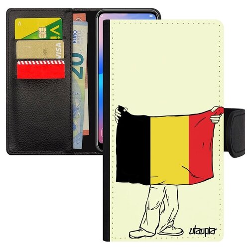 фото Защитный чехол книжка для мобильного // xiaomi mi 8 // "флаг бельгии с руками" страна государственный, utaupia, белый