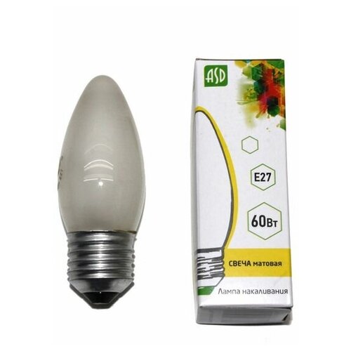 фото Лампа накаливания свеча b35 60вт 220в е27 мт 630лм asd