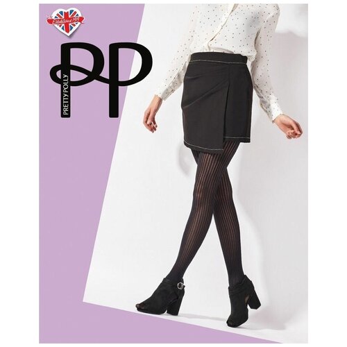 Шелковистые колготки с вертикальным мелким рубчиком черный S-M-L 2888₽