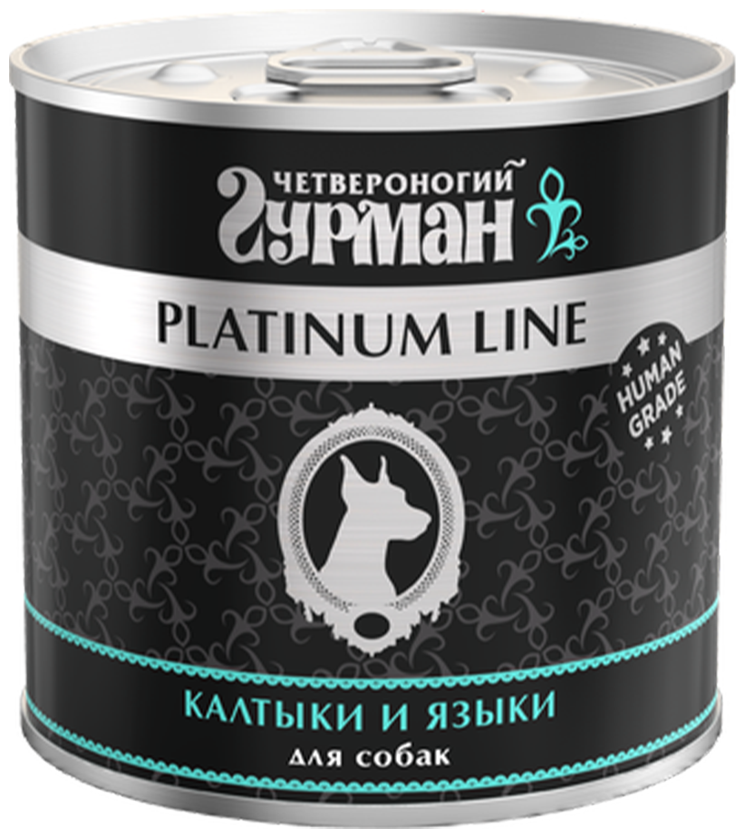 Корм Четвероногий Гурман Platinum Консервы для собак калтыки и языки в желе 12 шт. х 240 гр