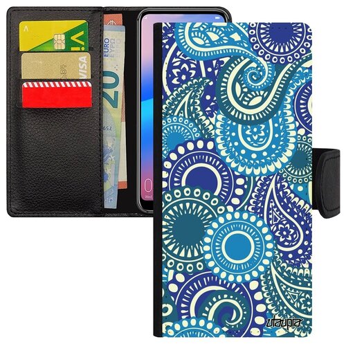 фото Защитный чехол-книжка на телефон // galaxy a12 // "кружевной узор" цветы орнамент, utaupia, голубой