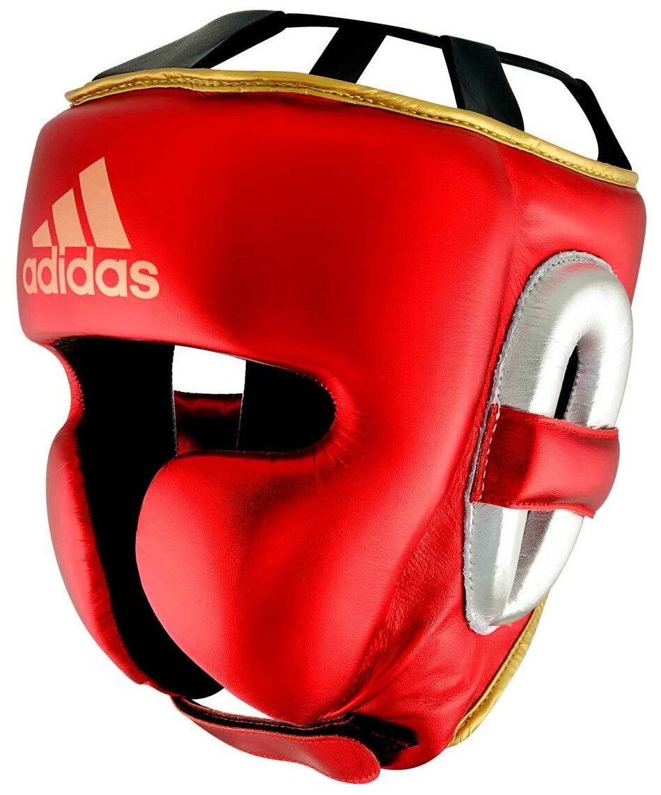 Шлем боксерский AdiStar Pro Metallic Headgear красно-серебристо-золотой (размер M)