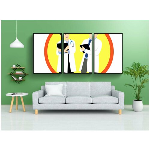 фото Набор модулных постеров для интерьера "медицинское обслуживание, врачи, наклейка" 60x90 см. в тубусе, без рамки lotsprints