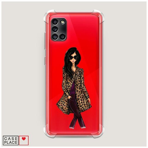 фото Чехол силиконовый противоударный samsung galaxy a31 девушка в леопардовой шубе case place