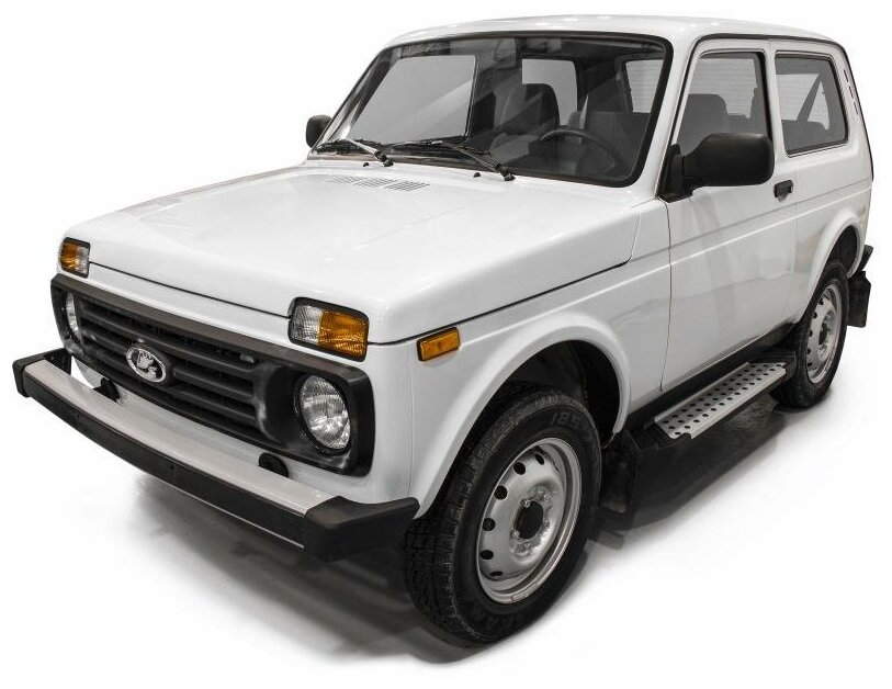 Пороги алюминиевые с площадкой "BMW-style D" (арт. D128AL.6004.1) LADA 4x4 3D 1977- н. в.
