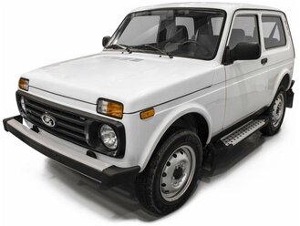 Пороги алюминиевые с площадкой "BMW- style D" (арт. D128AL.6004.1) LADA Lada 4x4 3D 1977- н. в.