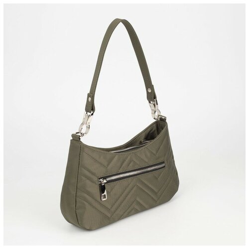 фото Сумка-багет, отдел на молнии, наружный карман, цвет хаки textura