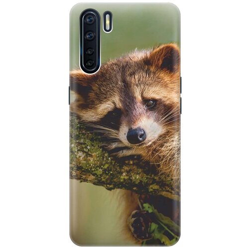 фото Ультратонкий силиконовый чехол-накладка для oppo a91 / reno 3 с принтом "задумчивый енот" gosso