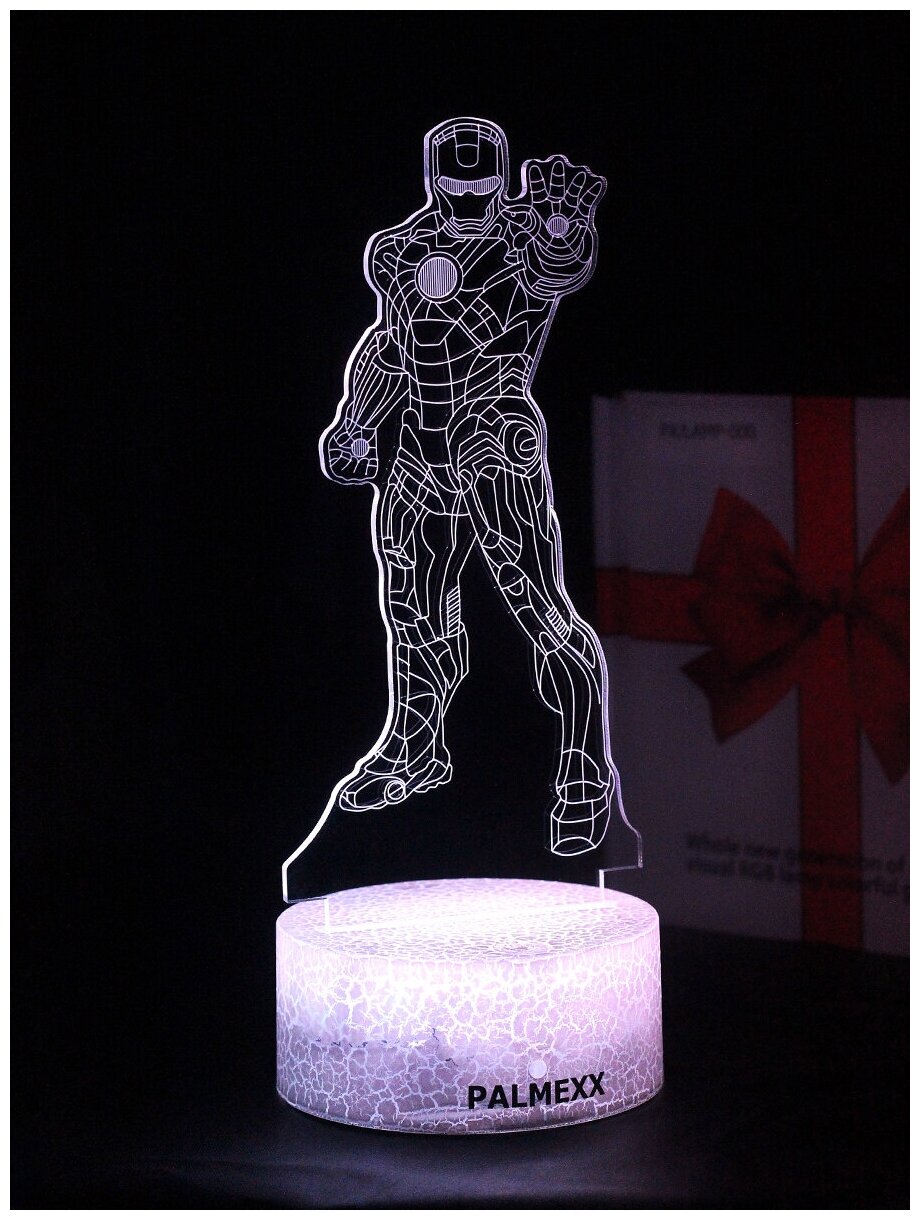 Светодиодный ночник PALMEXX 3D светильник LED RGB 7 цветов (железный человек) LAMP-072