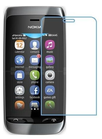 Защитный экран Скрин Мобайл для Nokia Asha 309 из нано стекла 9H