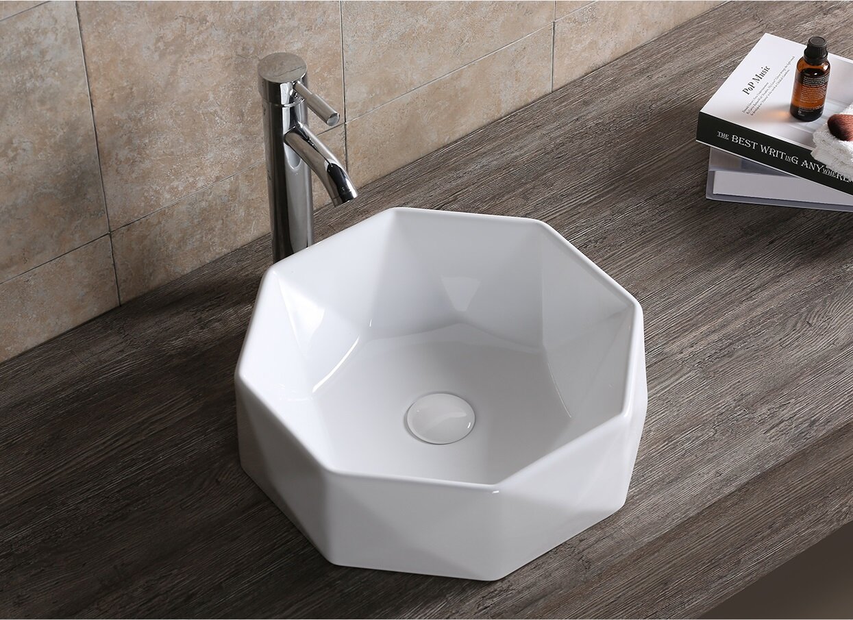 фото Раковина Cerutti SPA CR0057 накладная, белая, многогранная 420х420х130